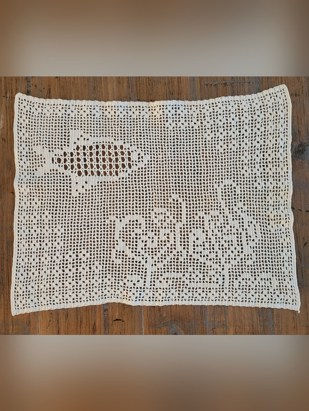 Vintage Crochet Fish Underwater Scene Doily